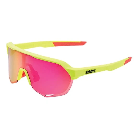 Lunettes 100% S2 Jaune Fluo Rose Avec Verres Purple Multilayer Mirror 1 Lunettes 100% S2 Jaune Fluo Rose Avec Verres Purple Multilayer Mirror