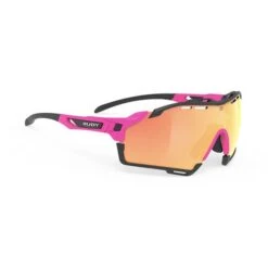 Lunettes Rudy Project Cutline Capsule Edition Rose Fluo Noir Avec Verres à Effet Miroir Multilaser Orange