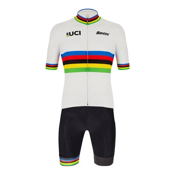 Équipement Santini UCI World Champion 2021 Blanc Noir 1 Équipement Santini UCI World Champion 2021 Blanc Noir